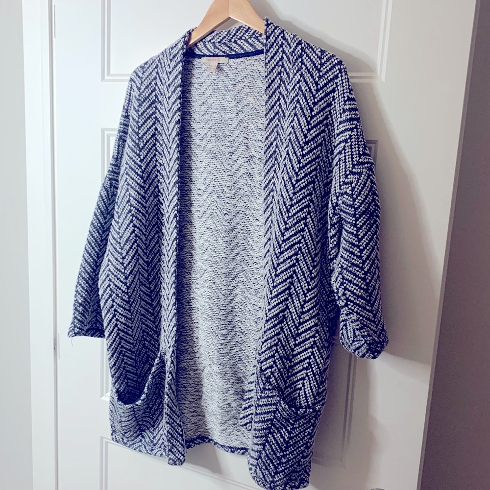 Esprit Blue and White Knitted Cardigan
